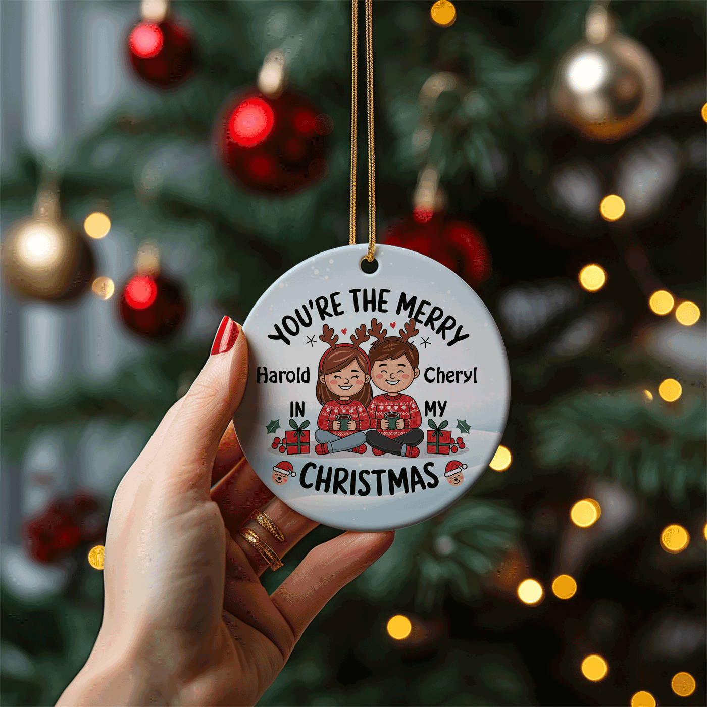 You're the Merry in My Christmas Ornament | Cute Holiday Decor for Couples | Ceramic Ornament